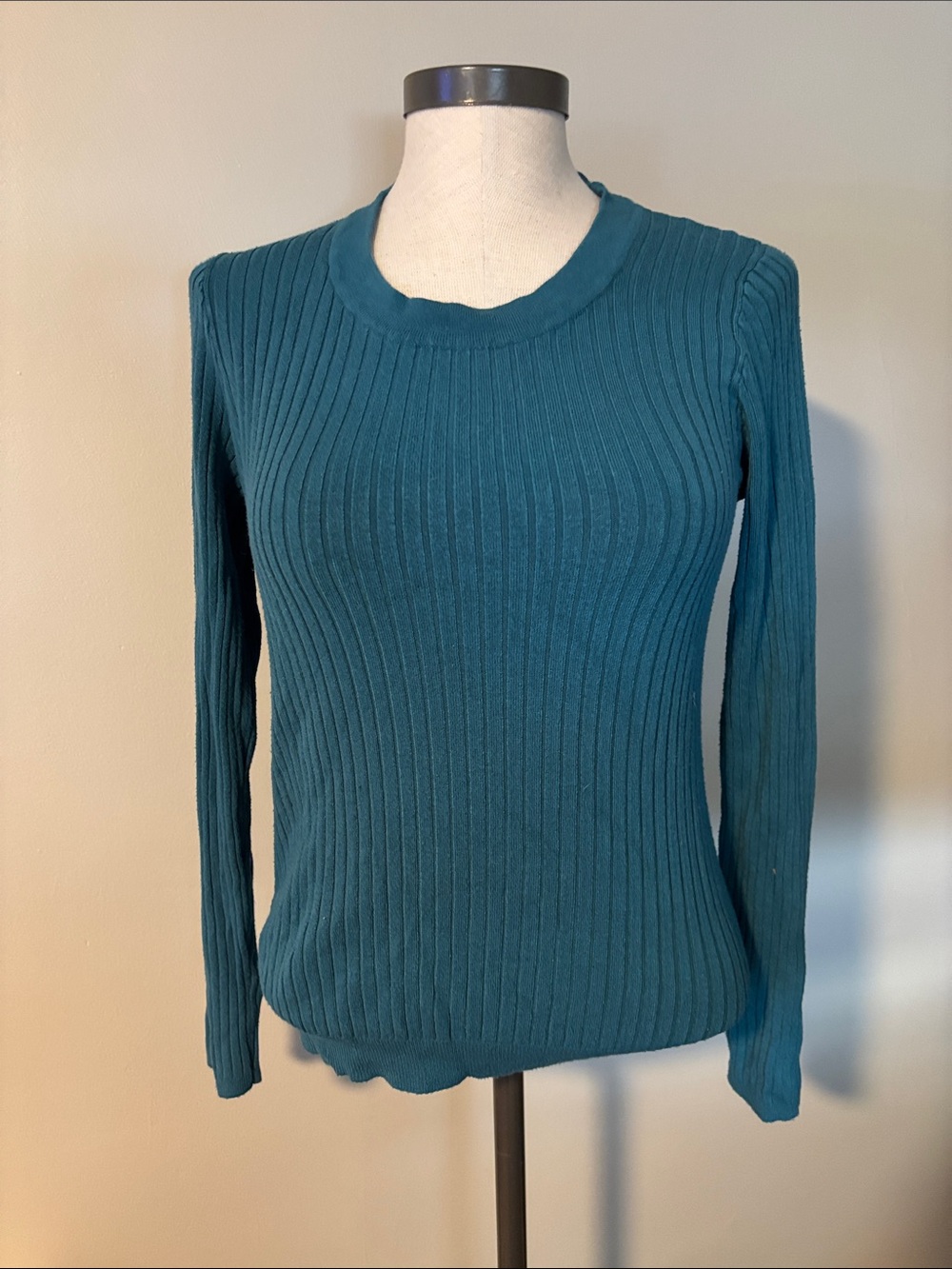 Preswick & Moore Teal Ribbed Crewneck Sweater